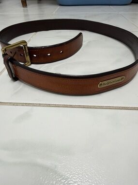 Polo by Ralph Lauren Tan Leather Belt with Brass-Tone Buckle